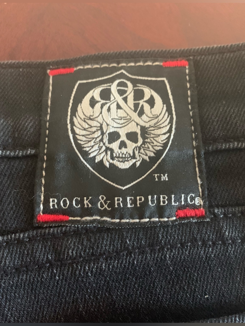 Rock & Republic Y2K Vintage Black Jeans with Red Stitch Accents Made in USA 🇺🇸 - Picture 6 of 14